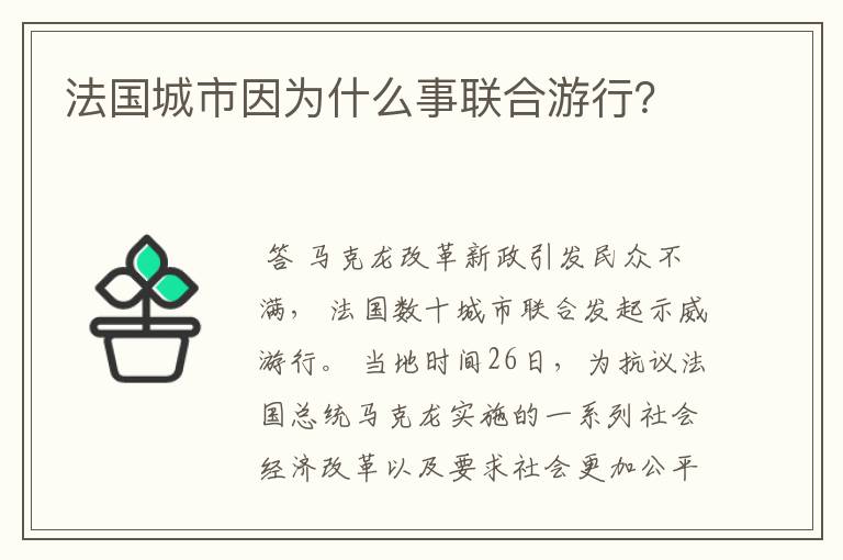 法国城市因为什么事联合游行?