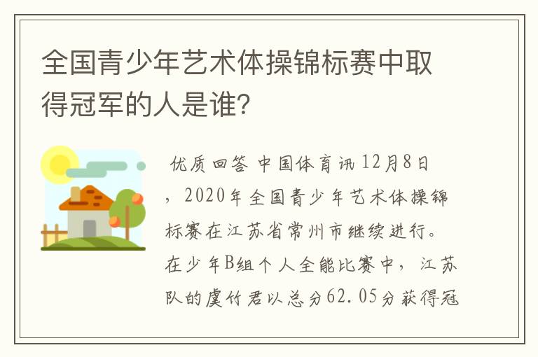 全国青少年艺术体操锦标赛中取得冠军的人是谁?