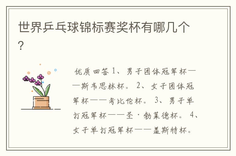 世界乒乓球锦标赛奖杯有哪几个?