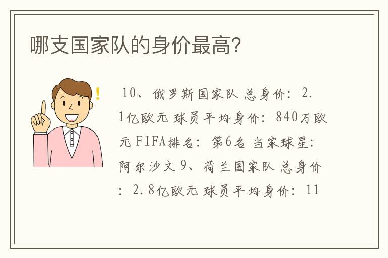 哪支国家队的身价最高?