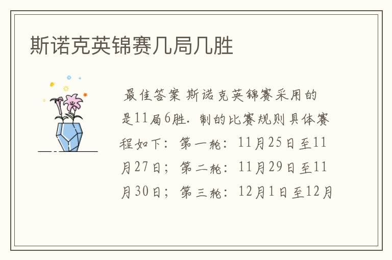 斯诺克英锦赛几局几胜
