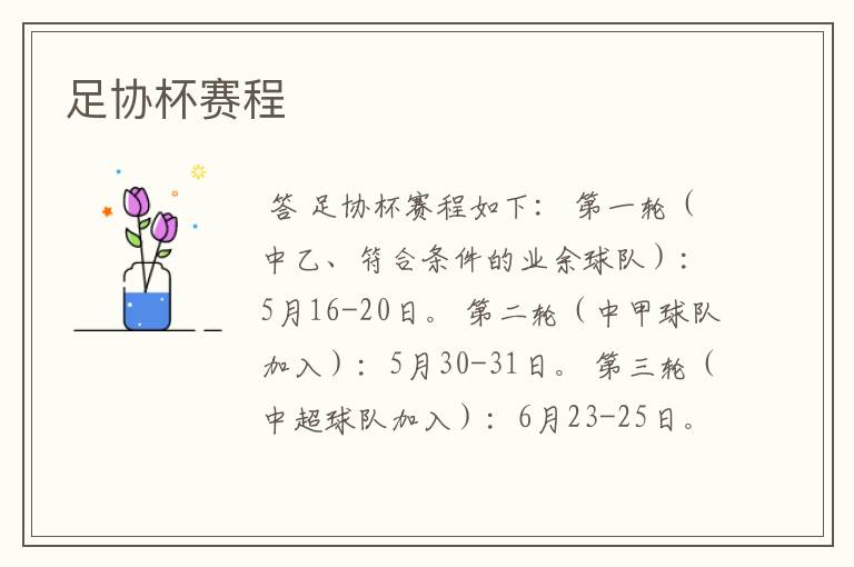 足协杯赛程