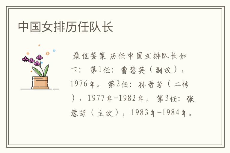 中国女排历任队长