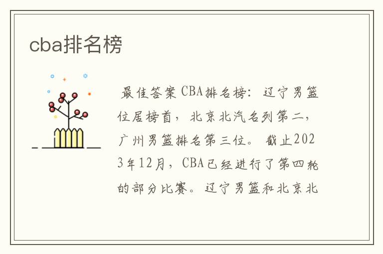 cba排名榜