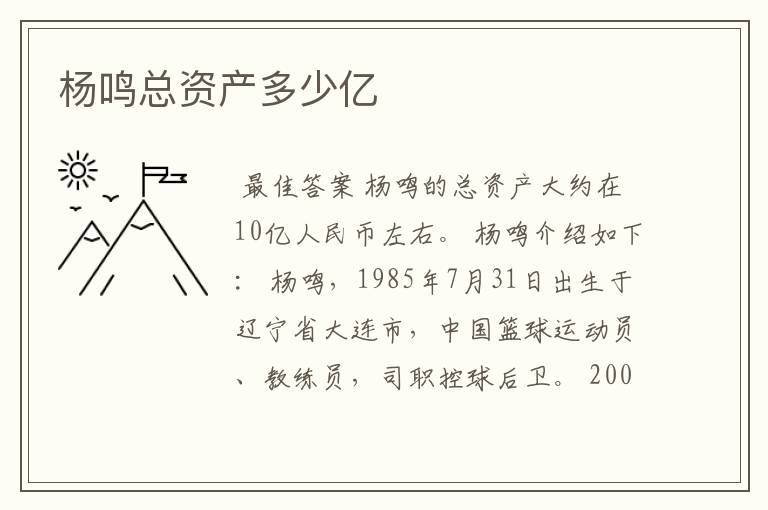 杨鸣总资产多少亿