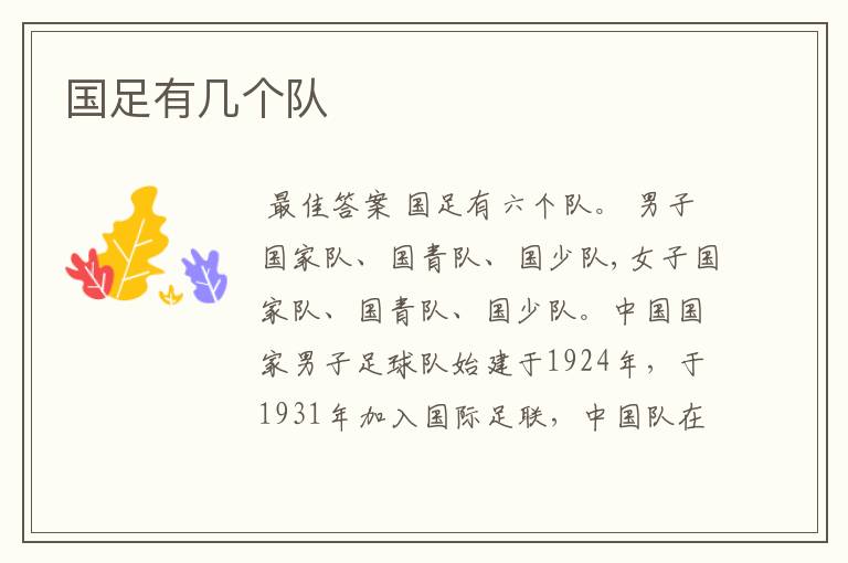 国足有几个队