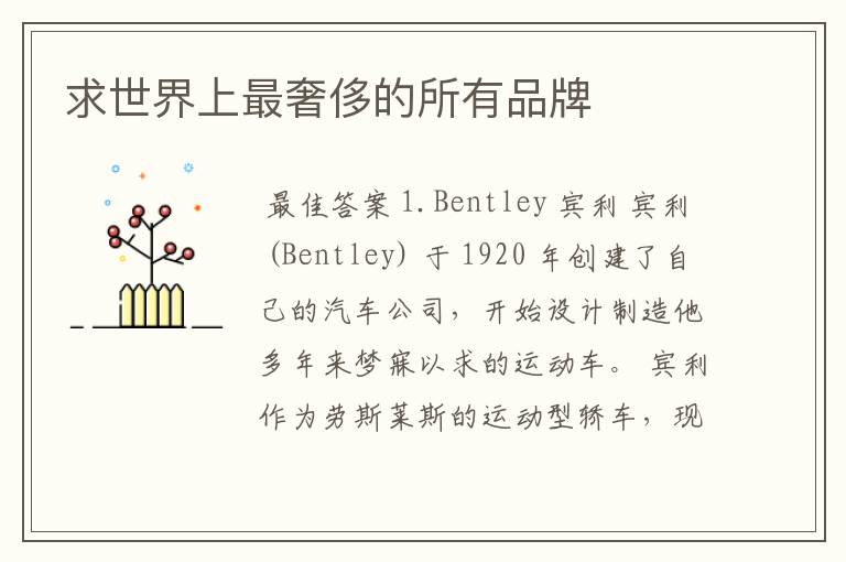 求世界上最奢侈的所有品牌