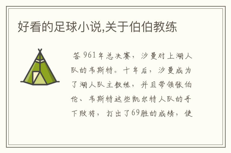 好看的足球小说,关于伯伯教练