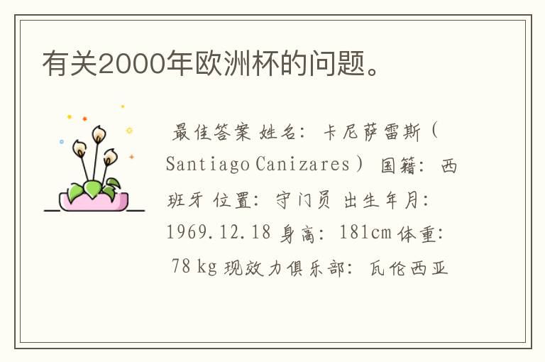 有关2000年欧洲杯的问题。