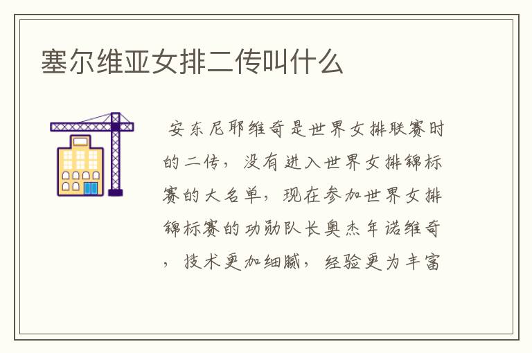 塞尔维亚女排二传叫什么