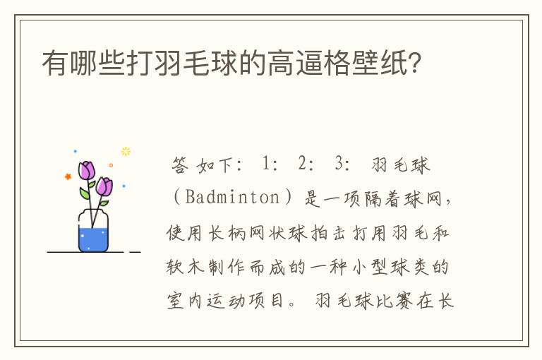 有哪些打羽毛球的高逼格壁纸？