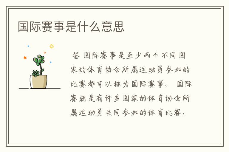 国际赛事是什么意思