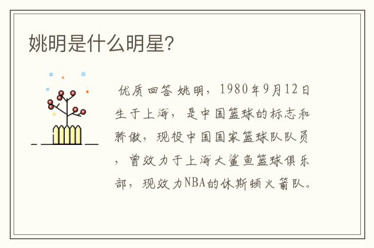 姚明是什么明星？