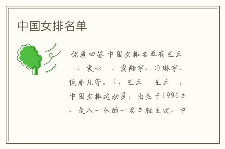 中国女排名单