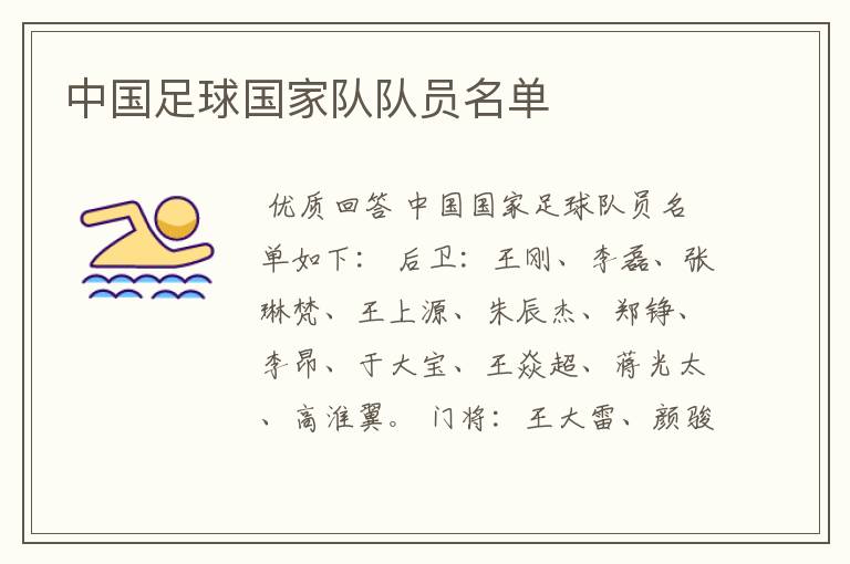 中国足球国家队队员名单