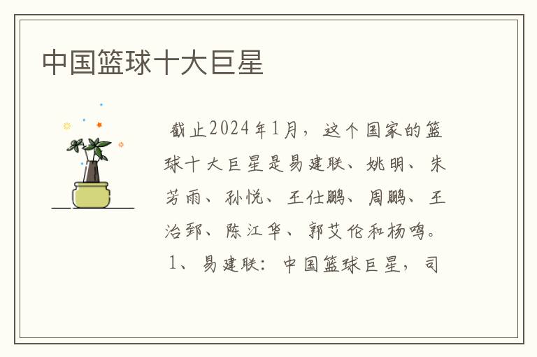中国篮球十大巨星