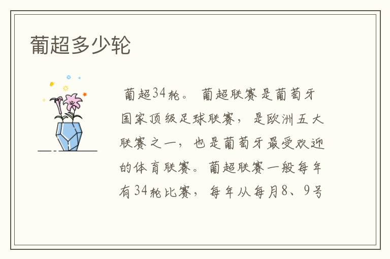 葡超多少轮