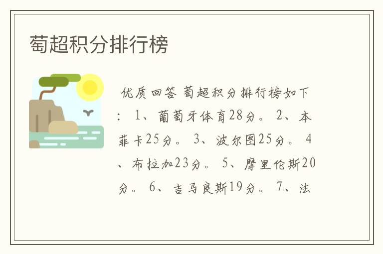 萄超积分排行榜