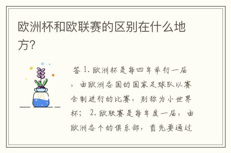 欧洲杯和欧联赛的区别在什么地方?