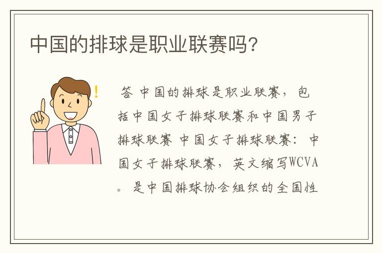 中国的排球是职业联赛吗?