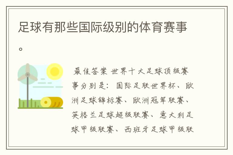 足球有那些国际级别的体育赛事。