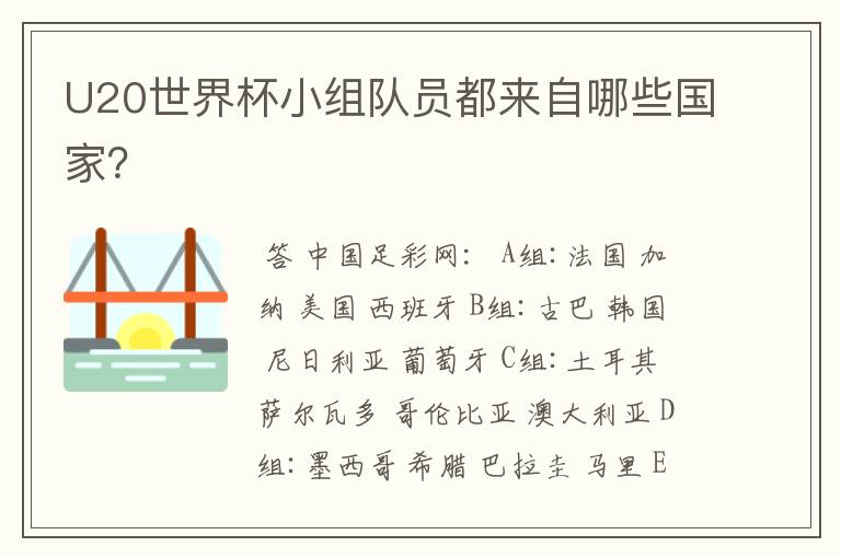 U20世界杯小组队员都来自哪些国家?