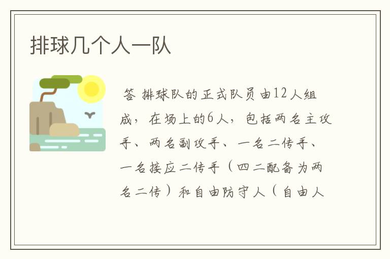 排球几个人一队