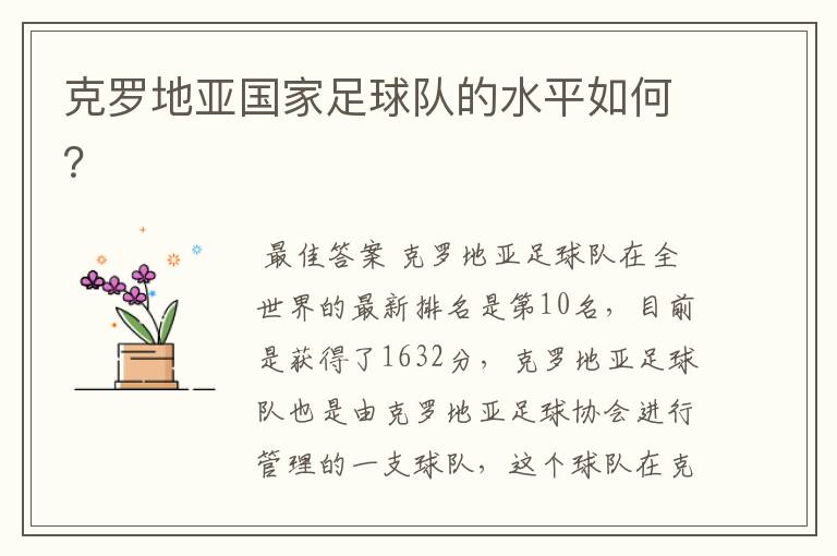 克罗地亚国家足球队的水平如何?
