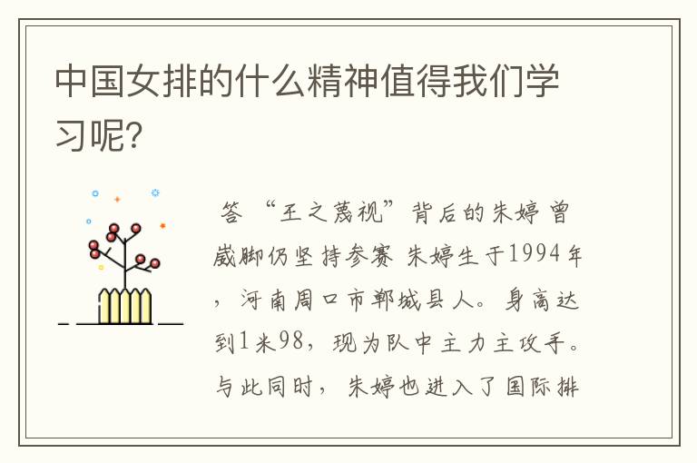 中国女排的什么精神值得我们学习呢?