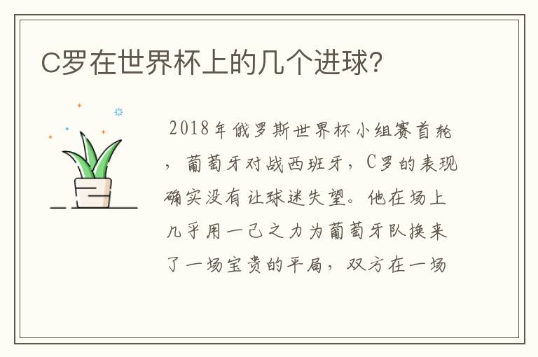 C罗在世界杯上的几个进球?