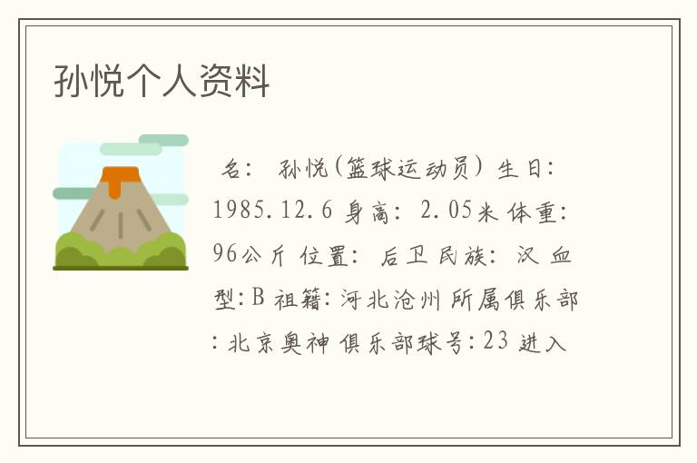 孙悦个人资料