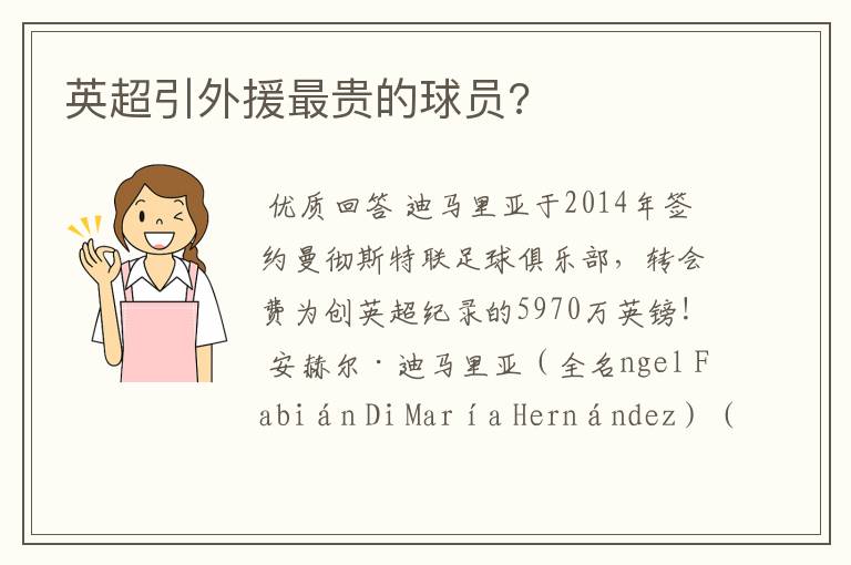 英超引外援最贵的球员?