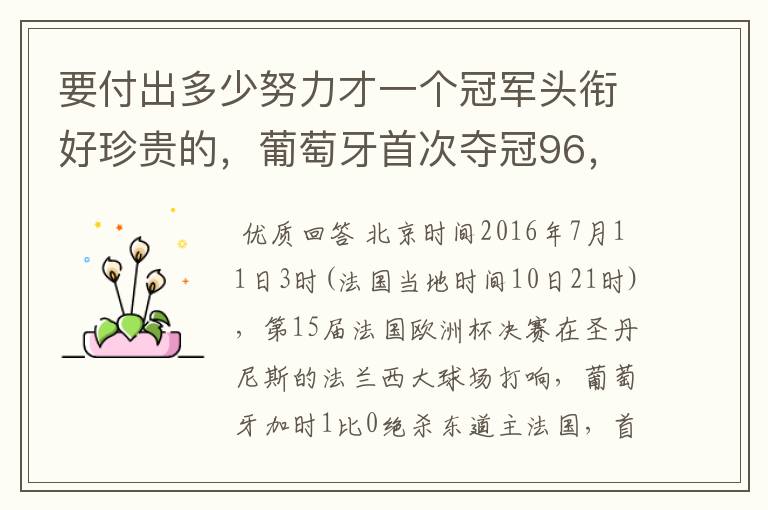 要付出多少努力才一个冠军头衔好珍贵的,葡萄牙首次夺冠96,c罗此生没有遗憾了