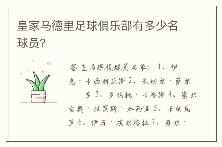 皇家马德里足球俱乐部有多少名球员?