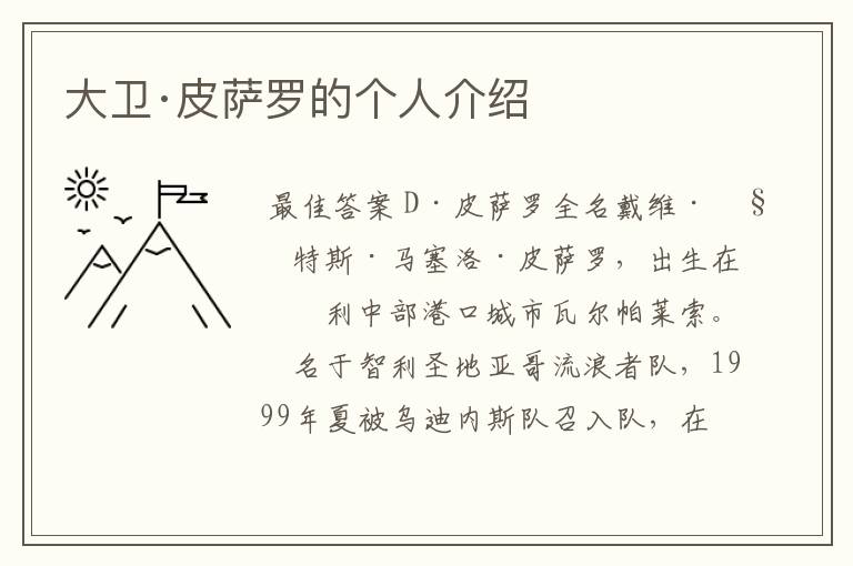 大卫·皮萨罗的个人介绍