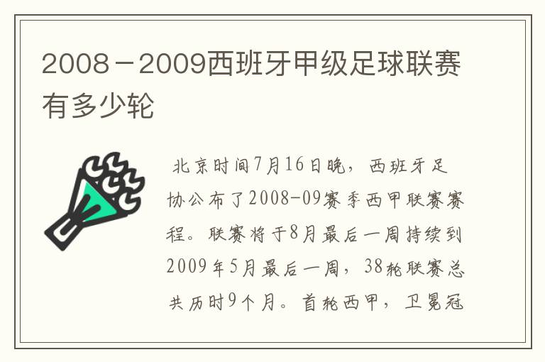 2008-2009西班牙甲级足球联赛有多少轮
