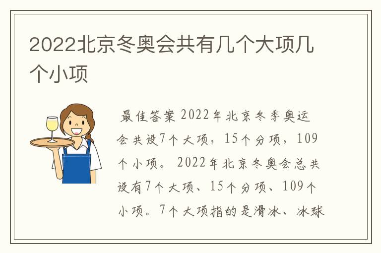 2022北京冬奥会共有几个大项几个小项