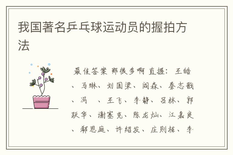 我国著名乒乓球运动员的握拍方法