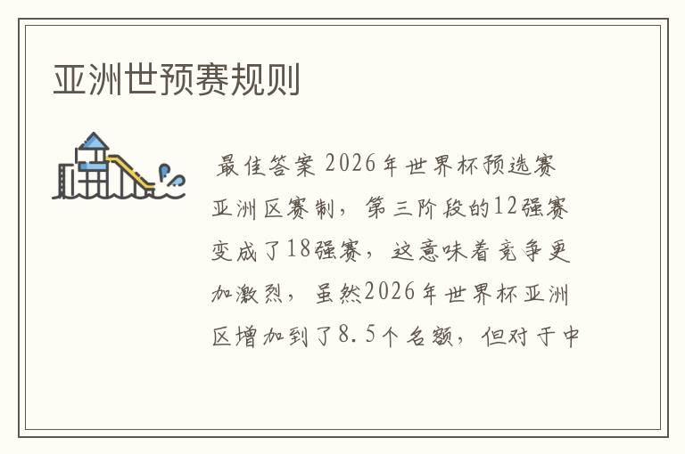 亚洲世预赛规则