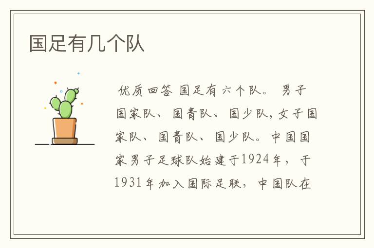 国足有几个队