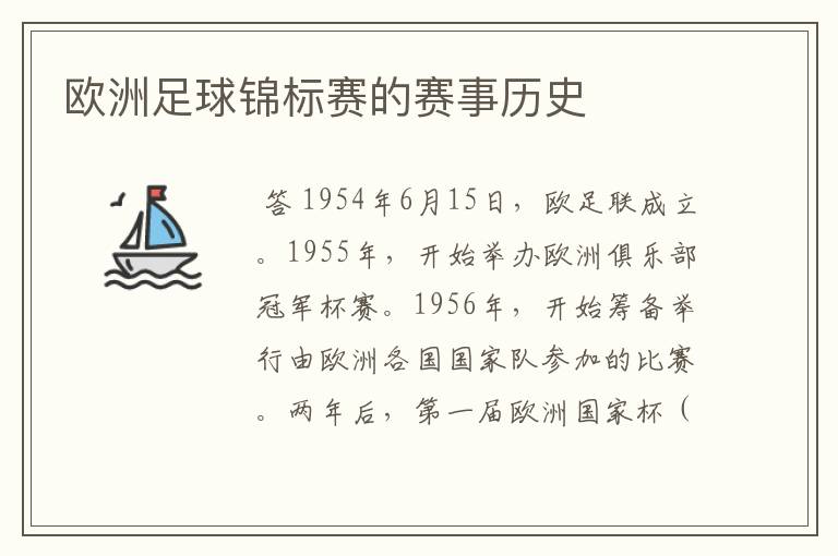 欧洲足球锦标赛的赛事历史