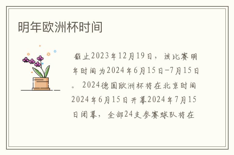明年欧洲杯时间
