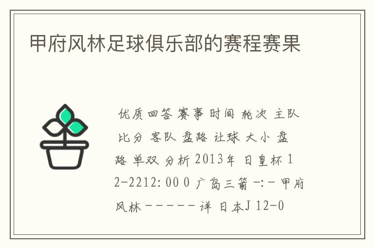 甲府风林足球俱乐部的赛程赛果