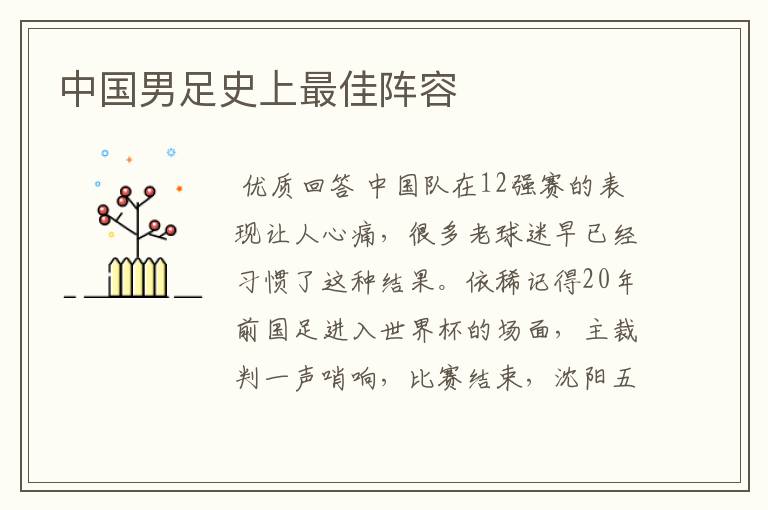 中国男足史上最佳阵容