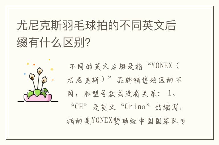尤尼克斯羽毛球拍的不同英文后缀有什么区别?