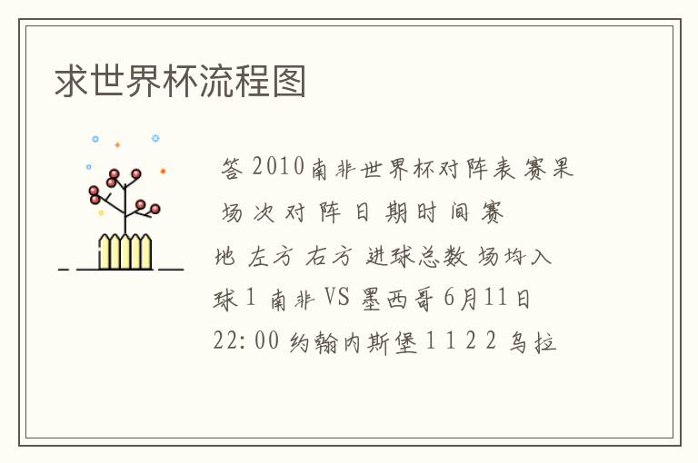 求世界杯流程图
