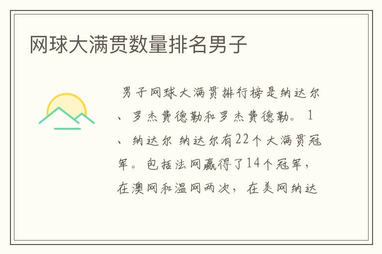 网球大满贯数量排名男子