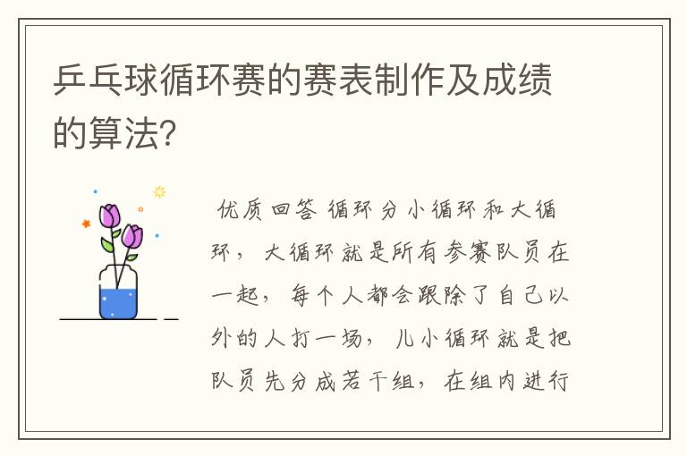 乒乓球循环赛的赛表制作及成绩的算法?