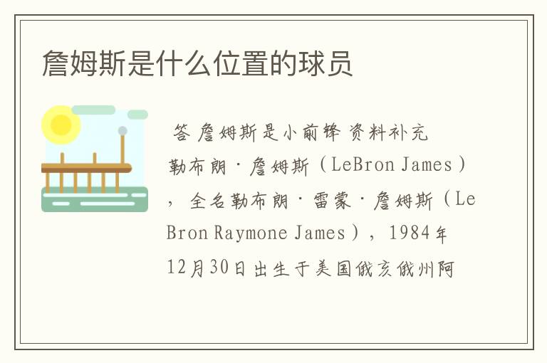 詹姆斯是什么位置的球员