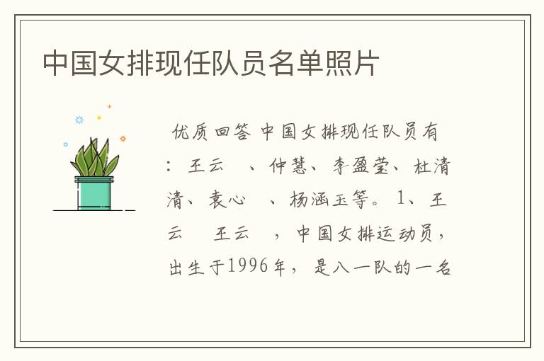 中国女排现任队员名单照片